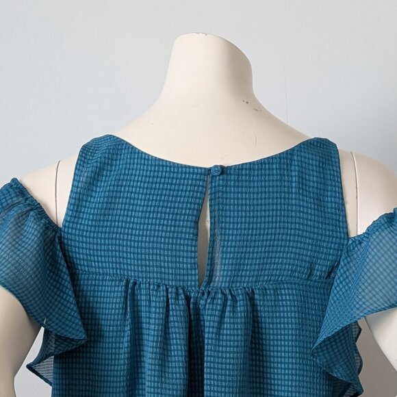 Maeve by Anthropologie - Turquoise Tavin Cold Shoulder Blouse - Size 8 - Picture 5 of 7
